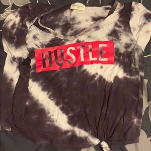 Cropped/ knotted/ tie dye/cropped hustle shirt